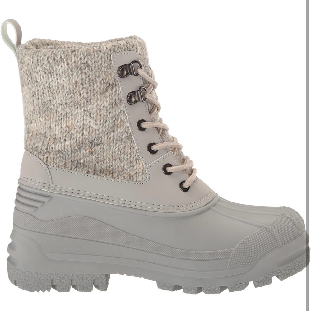 MUK LUKS Women’s Size 8 Gray Duck Boots Knit Winter Waterproof Rubber Sole Cozy - Picture 8 of 9